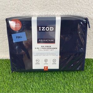 IZOD Full 6 Piece 3-In-1 Advantage Performance Solid Dark Blue Sheet Set
